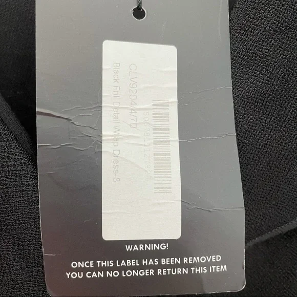 Prettylittlething Black Frill Detail Wrap Dress - Picture 6 of 9